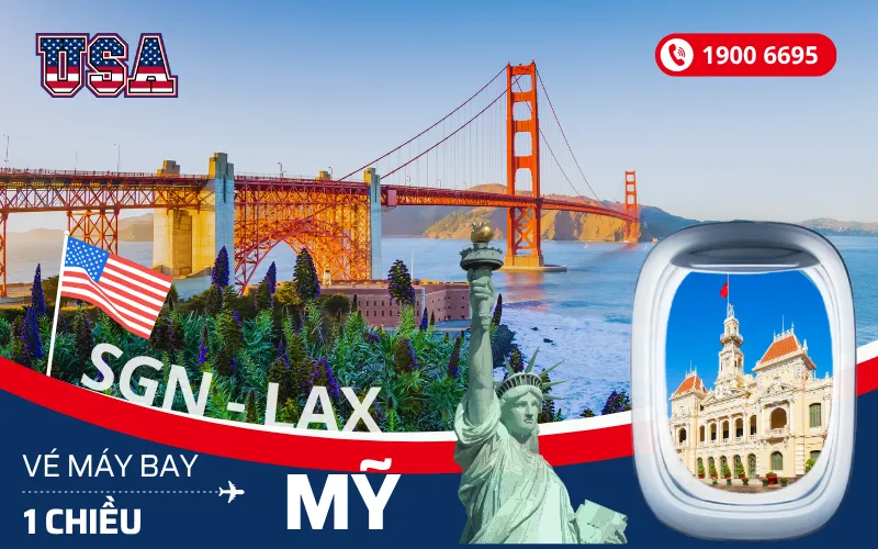Đặt mua vé máy bay Sài Gòn đi Mỹ 1 chiều