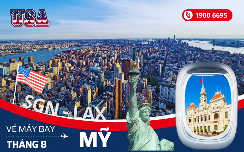 Đặt mua vé máy bay Sài Gòn đi Mỹ tháng 8