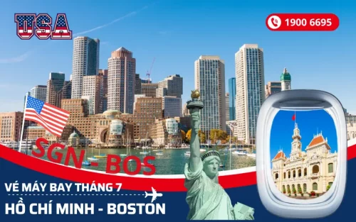 Đặt vé máy bay Sài Gòn (TP.HCM) đi Boston Mỹ tháng 7