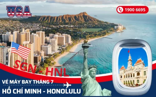 Đặt vé máy bay Sài Gòn (TP.HCM) đi Honolulu Mỹ tháng 7