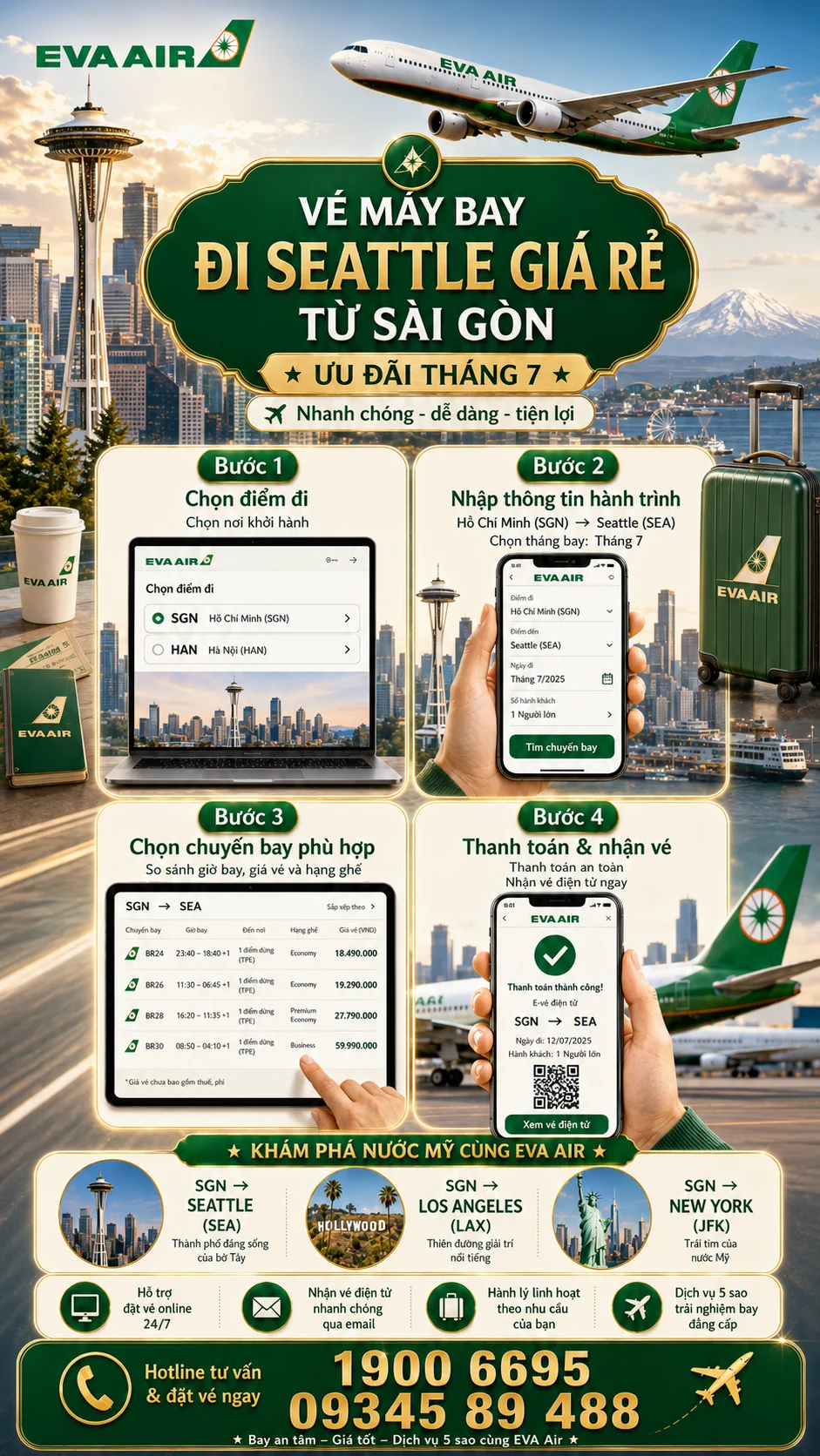 Vé máy bay Sài Gòn đi Seattle tháng 7