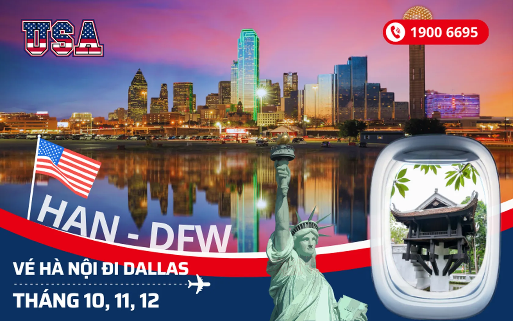 Bán vé Hà Nội đi Dallas Texas Mỹ tháng 10, 11, 12 