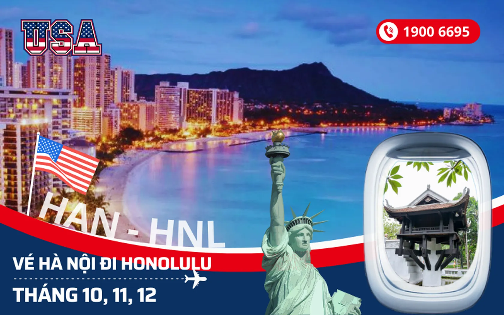 Bán vé Hà Nội đi Honolulu Mỹ tháng 10, 11, 12