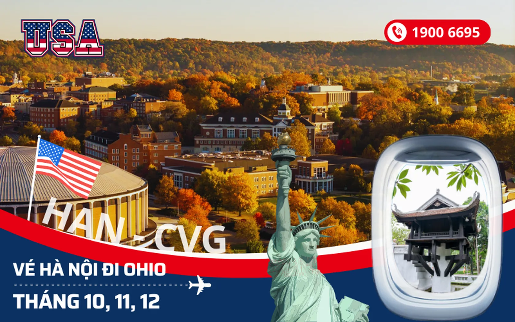 Bán vé Hà Nội đi Ohio Mỹ tháng 10, 11, 12