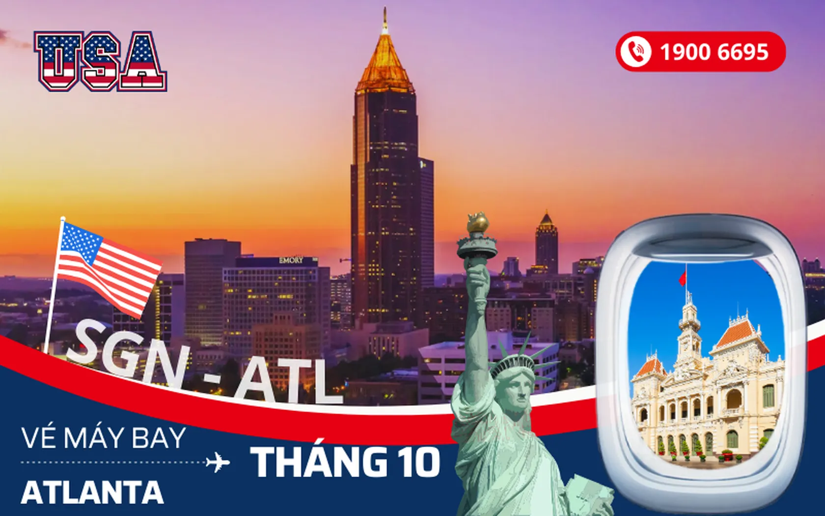 Bán vé Sài Gòn (TP.HCM) đi Atlanta Mỹ tháng 10