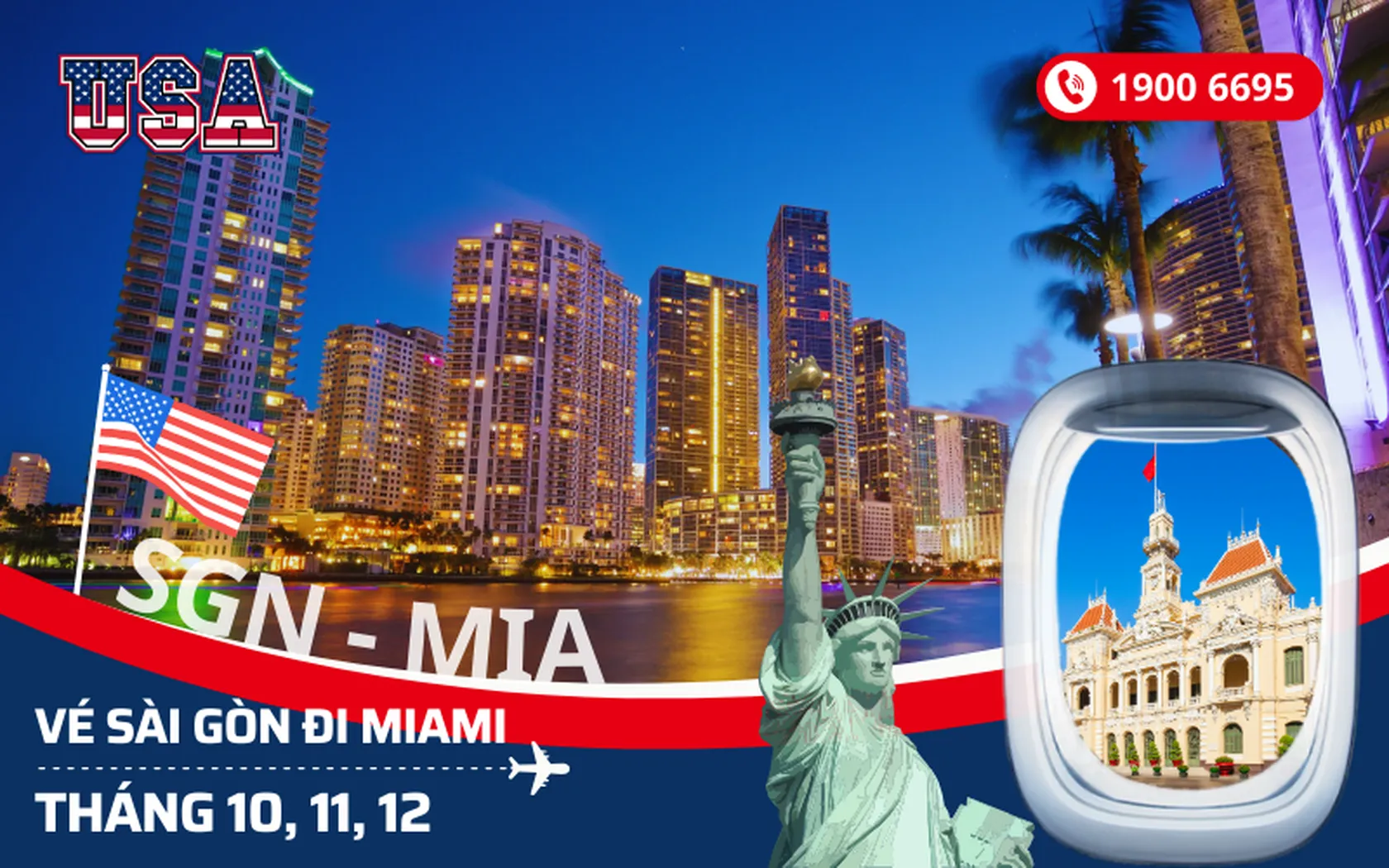 Bán vé Sài Gòn (TP.HCM) đi Miami Florida Mỹ tháng 10, 11, 12