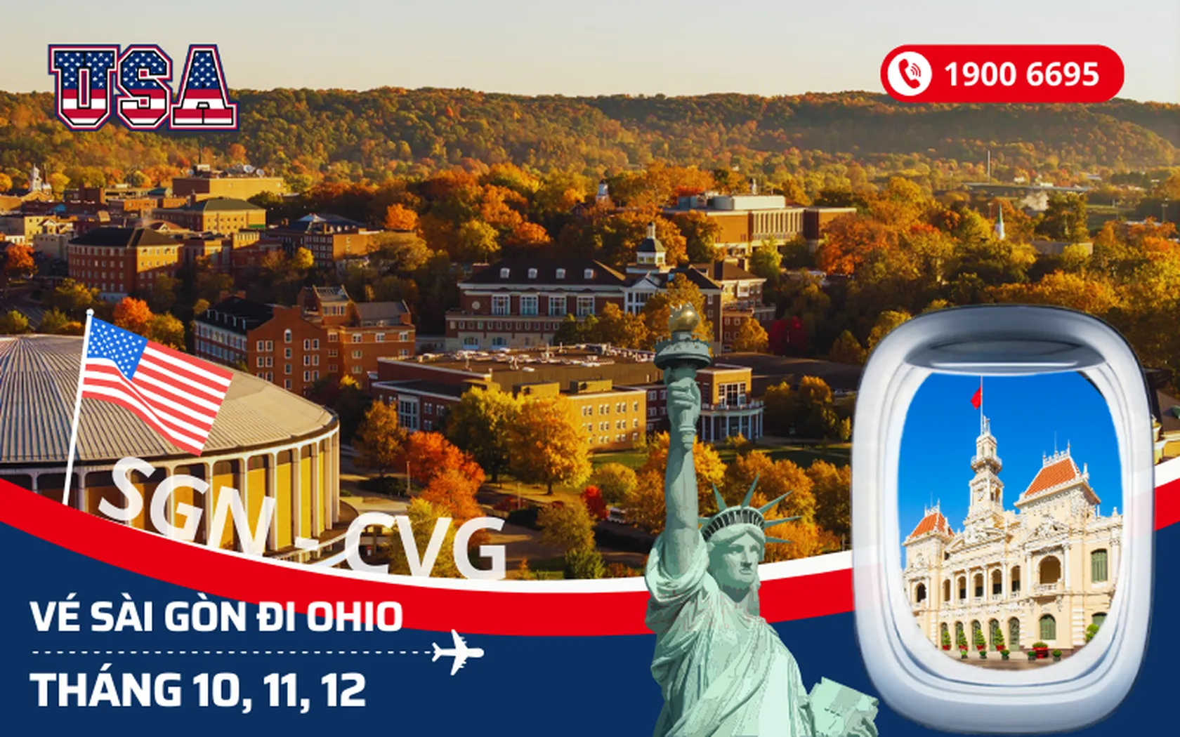 Bán vé Sài Gòn (TP.HCM) đi Ohio Mỹ tháng 10