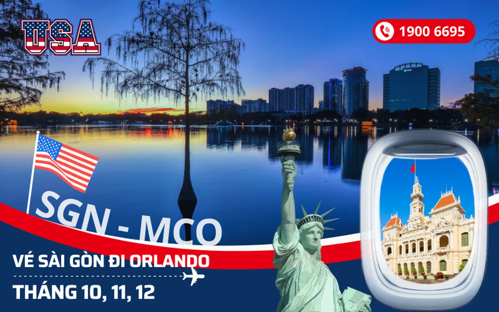 Bán vé Sài Gòn (TP.HCM) đi Orlando Florida Mỹ tháng 10, 11, 12
