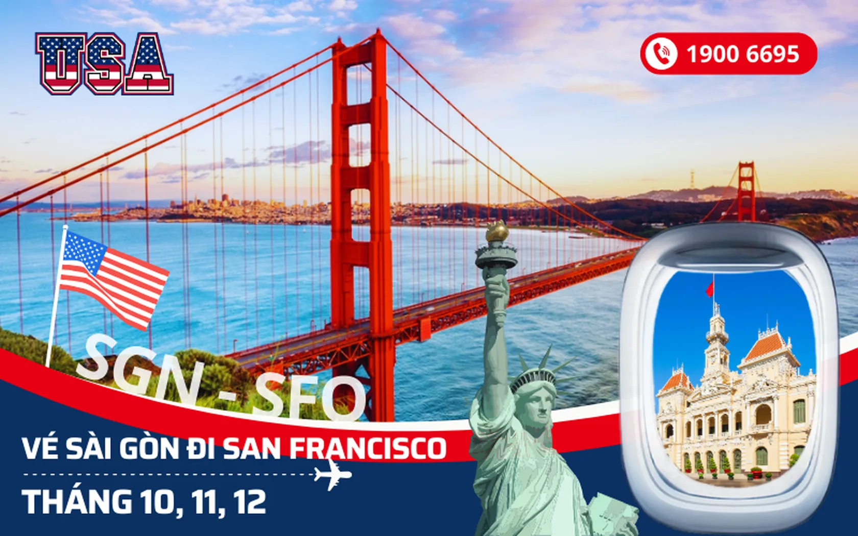 Bán vé Sài Gòn (TP.HCM) đi San Francisco Mỹ tháng 10, 11, 12