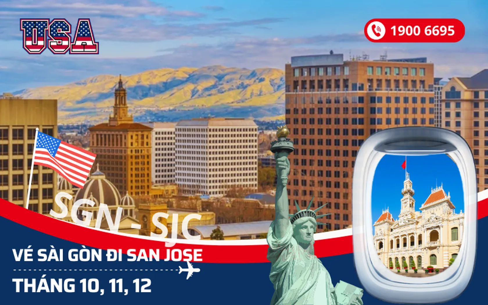 Bán vé Sài Gòn (TP.HCM) đi San Jose Mỹ tháng 10, 11, 12