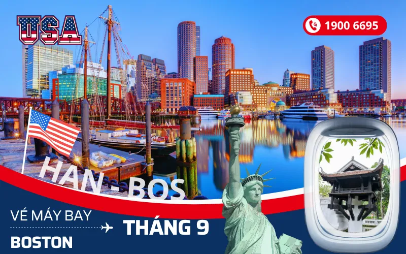 Chuyến bay Hà Nội đi Boston Mỹ tháng 9