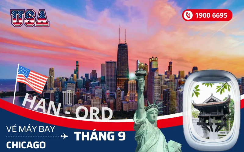 Chuyến bay Hà Nội đi Chicago Mỹ tháng 9
