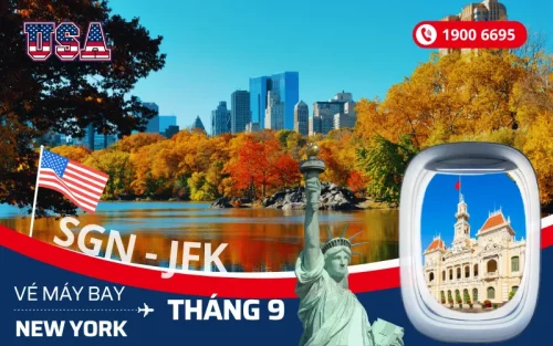 Chuyến bay Sài Gòn (TP.HCM) đi New York Mỹ tháng 9