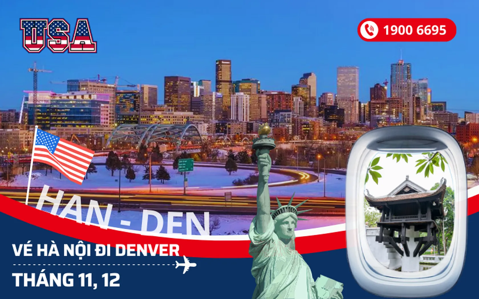 Vé máy bay Hà Nội đi Denver (DEN) Mỹ tháng 11, 12
