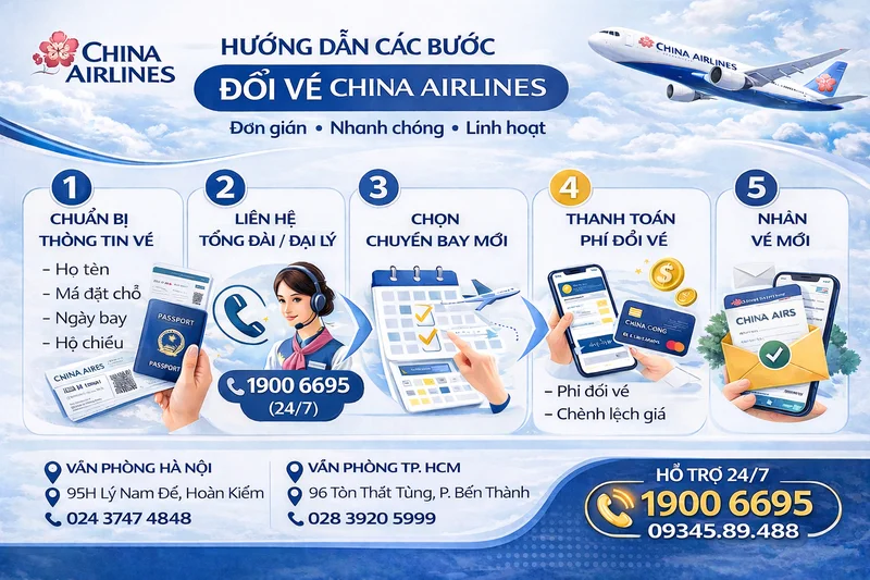 Các bước đổi vé China Airlines