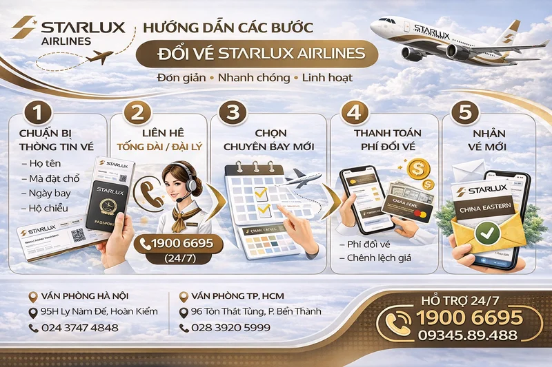 Hướng dẫn đổi vé STARLUX Airlines