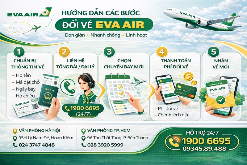 Hướng dẫn đổi vé EVA Air